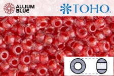 TOHO ラウンド Seed ビーズ (RR15-341) 15/0 ラウンド Small - Inside-カラー Crystal/Tomato-Lined