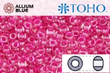 TOHO ラウンド Seed ビーズ (RR8-350) 8/0 ラウンド Medium - Inside-カラー Crystal/Fuchsia-Lined