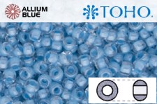 TOHO ラウンド Seed ビーズ (RR8-351) 8/0 ラウンド Medium - Inside-カラー Crystal/Opaque Blue-Lined