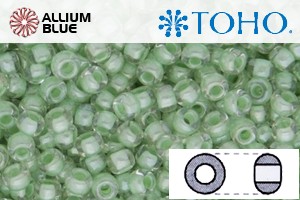 TOHO Round Seed Beads (RR6-354) 6/0 Round Large - Inside-Color Crystal/Mint Julep-Lined - 關閉視窗 >> 可點擊圖片