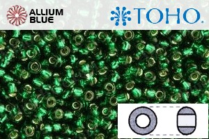 TOHO Round Seed Beads (RR8-36) 8/0 Round Medium - Silver-Lined Green Emerald - Click Image to Close