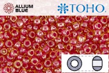 TOHO ラウンド Seed ビーズ (RR15-365) 15/0 ラウンド Small - Inside-カラー Lt Topaz/Pomegranate-Lined