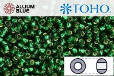 TOHO Round Seed Beads (RR15-36) 15/0 Round Small - Silver-Lined Green Emerald