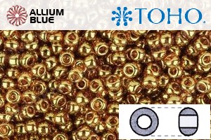 TOHO Round Seed Beads (RR3-421) 3/0 Round Extra Large - Gold-Lustered Transparent Pink