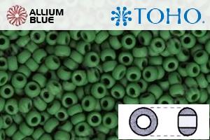 TOHO Round Seed Beads (RR3-47HF) 3/0 Round Extra Large - Opaque-Frosted Pine Green
