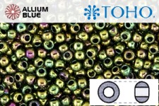 TOHO Round Seed Beads (RR15-508) 15/0 Round Small - Higher-Metallic Iris - Olivine