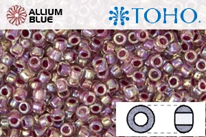 TOHO ラウンド Seed ビーズ (RR15-771) 15/0 ラウンド Small - Inside-カラー Rainbow Crystal/Strawberry-Lined