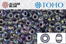 TOHO ラウンド Seed ビーズ (RR3-774) 3/0 ラウンド Extra Large - Inside-カラー Rainbow Crystal/Grape-Lined