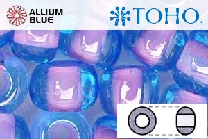 TOHO Round Seed Beads (RR3-937) 3/0 Round Extra Large - Inside-Color Aqua/Bubble Gum Pink-Lined - 關閉視窗 >> 可點擊圖片