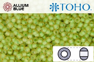 TOHO Round Seed Beads (RR3-946F) 3/0 Round Extra Large - Inside-Color Frosted Jonquil/Opaque Green-Lined - 關閉視窗 >> 可點擊圖片