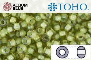 TOHO Round Seed Beads (RR15-946) 15/0 Round Small - Light Green Lined Topaz