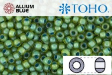 TOHO ラウンド Seed ビーズ (RR3-947F) 3/0 ラウンド Extra Large - Frosted Aqua Lined Green Luster