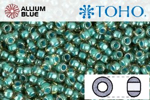 TOHO Round Seed Beads (RR6-953) 6/0 Round Large - Inside-Color Jonquil/Turquoise-Lined - 关闭视窗 >> 可点击图片
