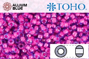 TOHO Round Seed Beads (RR6-980) 6/0 Round Large - Luminous Lt Sapphire/Neon Pink-Lined