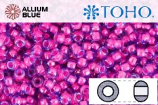 TOHO ラウンド Seed ビーズ (RR6-980) 6/0 ラウンド Large - Luminous Lt Sapphire/Neon Pink-Lined