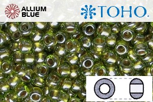 TOHO Round Seed Beads (RR11-991) 11/0 Round - Gold-Lined Peridot - Click Image to Close