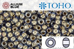 TOHO Round Seed Beads (RR15-992) 15/0 Round Small - Gold-Lined Lt Montana Blue - 關閉視窗 >> 可點擊圖片