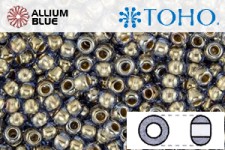 TOHO Round Seed Beads (RR15-992) 15/0 Round Small - Gold-Lined Lt Montana Blue