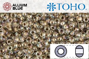 TOHO Round Seed Beads (RR15-994) 15/0 Round Small - Gold-Lined Rainbow Crystal