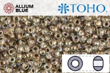 TOHO ラウンド Seed ビーズ (RR6-994) 6/0 ラウンド Large - ゴールド-Lined Rainbow Crystal