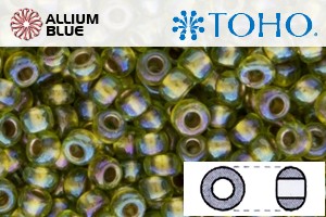 TOHO Round Seed Beads (RR8-996) 8/0 Round Medium - Gold-Lined Rainbow Peridot - 關閉視窗 >> 可點擊圖片