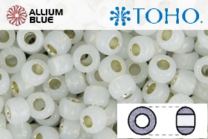 TOHO Round Seed Beads (RR8-PF2100) 8/0 Round Medium - Permanent White Opal Silver Lined - Click Image to Close