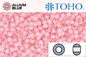 TOHO Round Seed Beads (RR3-PF2105) 3/0 Round Extra Large - PermaFinish - Silver-Lined Milky Baby Pink - 關閉視窗 >> 可點擊圖片