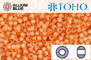TOHO Round Seed Beads (RR8-PF2112) 8/0 Round Medium - PermaFinish - Silver-Lined Milky Grapefruit