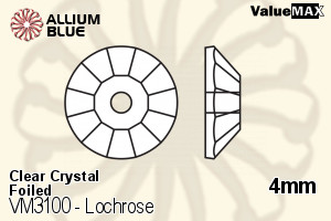 ValueMAX Lochrose Sew-on Stone (VM3100) 4mm - Clear Crystal With Foiling