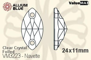ValueMAX Navette Sew-on Stone (VM3223) 24x11mm - Clear Crystal With Foiling