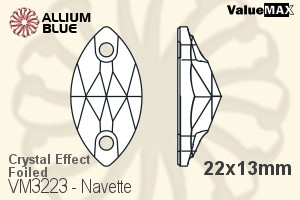 バリューマックス Navette ソーオンストーン (VM3223) 22x13mm - クリスタル エフェクト 裏面フォイル