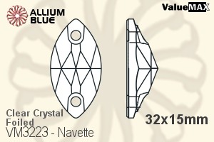 バリューマックス Navette ソーオンストーン (VM3223) 32x15mm - クリスタル 裏面フォイル - ウインドウを閉じる