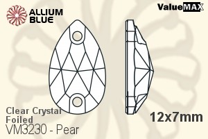 VALUEMAX CRYSTAL Pear Sew-on Stone 12x7mm Crystal F