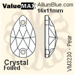 ValueMAX Pear Sew-on Stone (VM3230) 16x11mm - Clear Crystal With Foiling