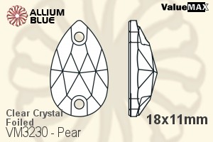 ValueMAX Pear Sew-on Stone (VM3230) 18x11mm - Clear Crystal With Foiling - 關閉視窗 >> 可點擊圖片