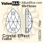 ValueMAX Pear Sew-on Stone (VM3230) 18x11mm - Crystal Effect With Foiling