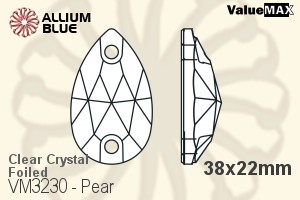 ValueMAX Pear Sew-on Stone (VM3230) 38x22mm - Clear Crystal With Foiling - 關閉視窗 >> 可點擊圖片