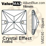 ValueMAX Square Sew-on Stone (VM3240) 12mm - Clear Crystal With Foiling