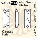 ValueMAX Cosmic Baguette Sew-on Stone (VM3255) 15x5mm - Crystal Effect With Foiling