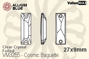 ValueMAX Cosmic Baguette Sew-on Stone (VM3255) 27x9mm - Clear Crystal With Foiling - Haga Click en la Imagen para Cerrar