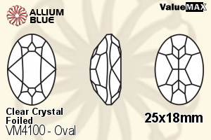 ValueMAX Oval Fancy Stone (VM4100) 25x18mm - Clear Crystal With Foiling - Click Image to Close