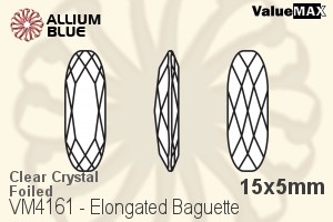 ValueMAX Elongated Baguette Fancy Stone (VM4161) 15x5mm - Clear Crystal With Foiling - Haga Click en la Imagen para Cerrar