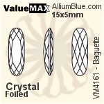 ValueMAX Elongated Baguette Fancy Stone (VM4161) 15x5mm - Clear Crystal With Foiling