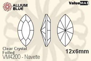 ValueMAX Navette Fancy Stone (VM4200) 12x6mm - Clear Crystal With Foiling