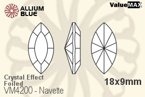 VALUEMAX CRYSTAL Navette Fancy Stone 18x9mm Crystal Aurore Boreale F
