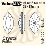 ValueMAX Navette Fancy Stone (VM4200) 27x13mm - Clear Crystal With Foiling