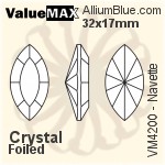 ValueMAX Navette Fancy Stone (VM4200) 27x13mm - Crystal Effect With Foiling