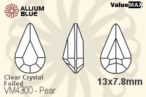 ValueMAX Pear Fancy Stone (VM4300) 13x7.8mm - Clear Crystal With Foiling - Click Image to Close