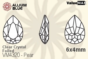 ValueMAX Pear Fancy Stone (VM4320) 6x4mm - Clear Crystal With Foiling - Click Image to Close