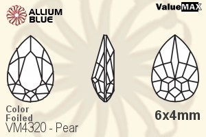 VALUEMAX CRYSTAL Pear Fancy Stone 6x4mm Light Peach F